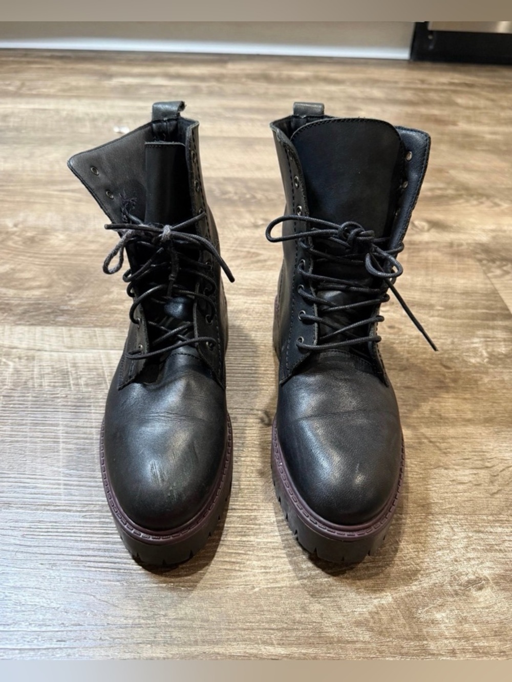Enzo Tesoti Black Leather Combat Boots EU 37 made in Spain